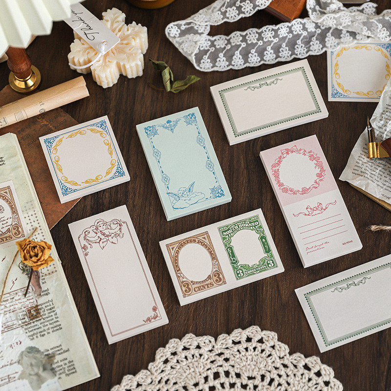 

50pcs/1set Memo Pads Material Paper Cici's Holiday Junk Journal Scrapbooking Cards Retro Background Decoration Paper