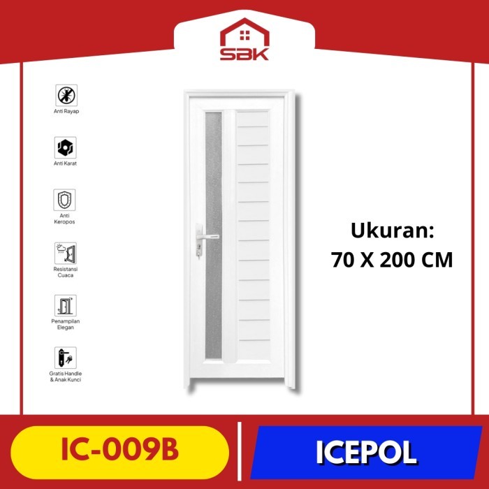 Pintu Kamar Mandi | Pintu UPVC 70x200 IC-009B Icepol