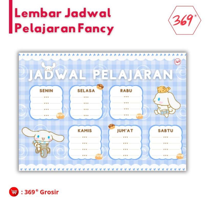 

369 - Poster Jadwal Pelajaran / Class Schedule KARAKTER - Cinnamoroll - SANRIO JADWAL PELAJAR SD SEKOLAH ANAK SMP