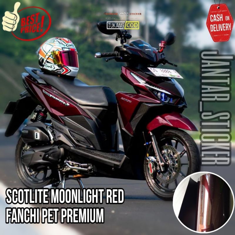 STICKER SCOTLITE MERAH LEMBAYUNG HITAM STIKER SKOTLET MOTOR BUNGLON MERAH SCOLAITE HITAM LEMBAYUNG M