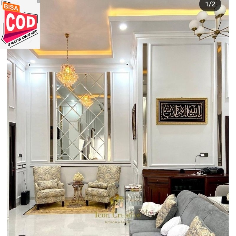KACA CERMIN BEVEL TEBAL 5MM KOTAK/KACA CERMIN BEVEL DEKORASI RUANG TAMU
