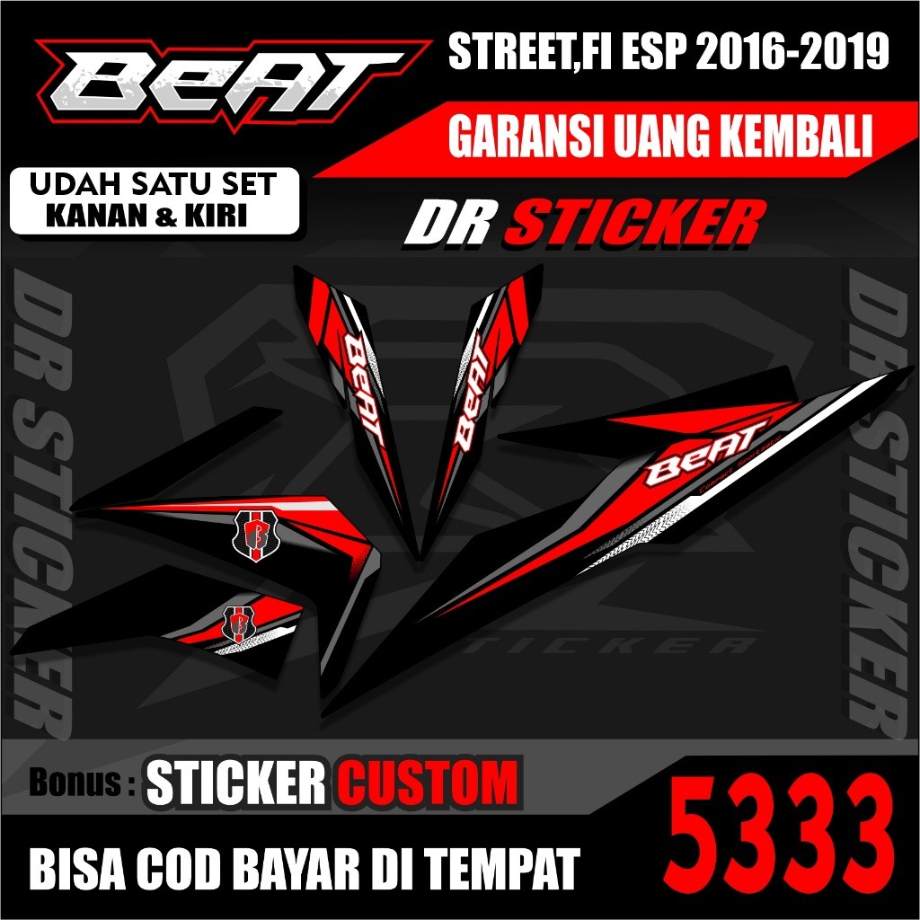 ST-5333 Striping Stiker Motor Honda Beat Fi 2013-2015 Semifull Motif Simpel Racing STriping BEat Fi
