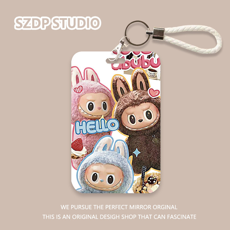

ID CARD Boneka kartun Korea Pola Labubu, penutup pelindung gantungan kunci terintegrasi kawaii lucu, penutup pelindung kartu bank, kartu ID, penutup pelindung kartu bus