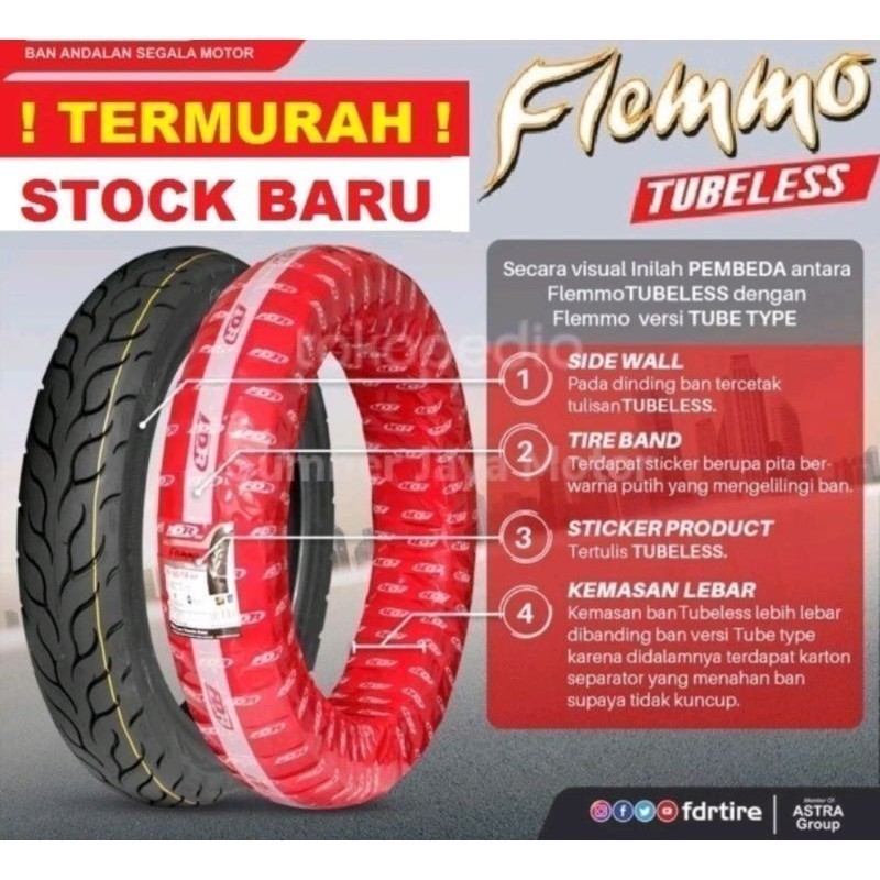 FDR FLEMMO 90/90-14 | 80/90-14TUBELESS RING 14 BEAT INJEKSI VARIO FI MIO SPIN  MATIC BAN LUAR TUBLES