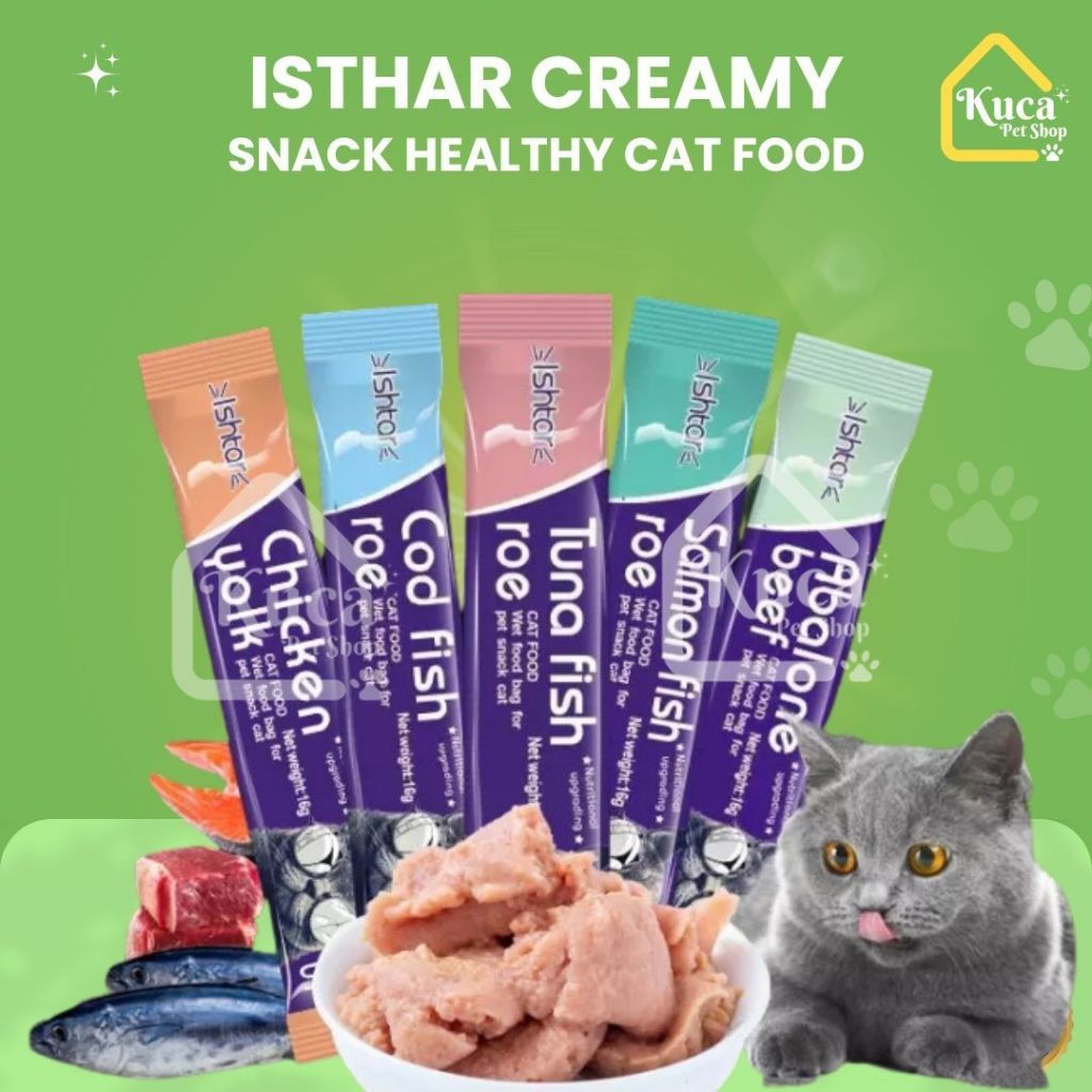 Ishtar Creamy Treats Wet Food Snack Cat Strip Makanan Basah Kucing Cemilan Kitten setara Meo Liebao