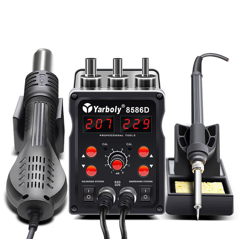Yarboly 8586D Soldering Iron Hot Air Soldering Station DIY Digital BGA Rework Station Phone Repair H