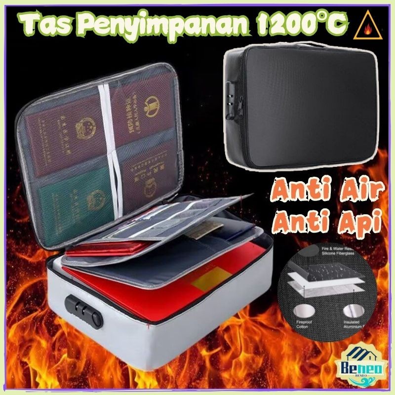 

BENEONY 3 Layer Tas Dokumen Tahan Api Dan Air Tas Penyimpanan Dokumen Storage Bag Sertifikat File Tempat Dokumen Penting Tas Multifungsi Travel Bag Portable