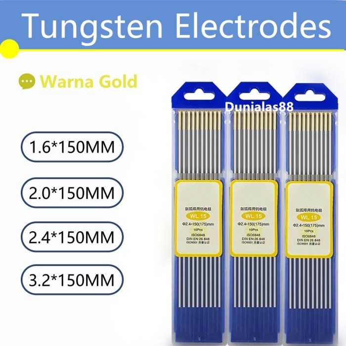 10PCS Tungsten Gold Kawat Tungsten Emas Las TIG Argon 1.6MM 2.0MM 2.4MM 3,2MM  Kawat Las Tungsten Ar
