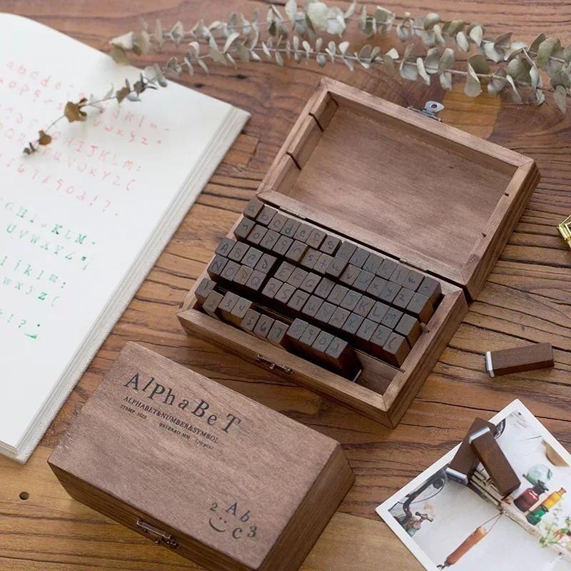 

Letters Journal Supplies Retro Multiple Wooden Shanggu DIY Numbers And Stationery Student Seal Stamps, Yoofun 70pcs/box