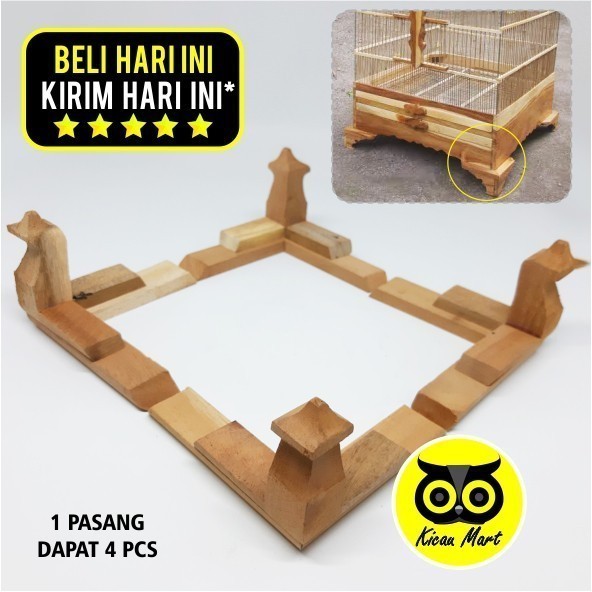 KICAU MART Kaki Sangkar Kandang Kosan Khosan Aurora Wijaya Ukuran Size Besar Sedang Kecil Bahan Kayu