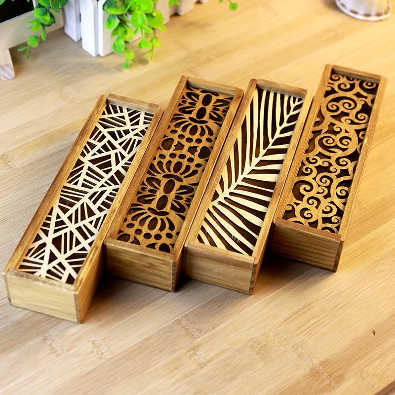 

Portable Retro Box Hollow Wood Pencil Case Storage Box Students Cute Wooden Pencil Box Multi Stationery Desk Storage Accessories