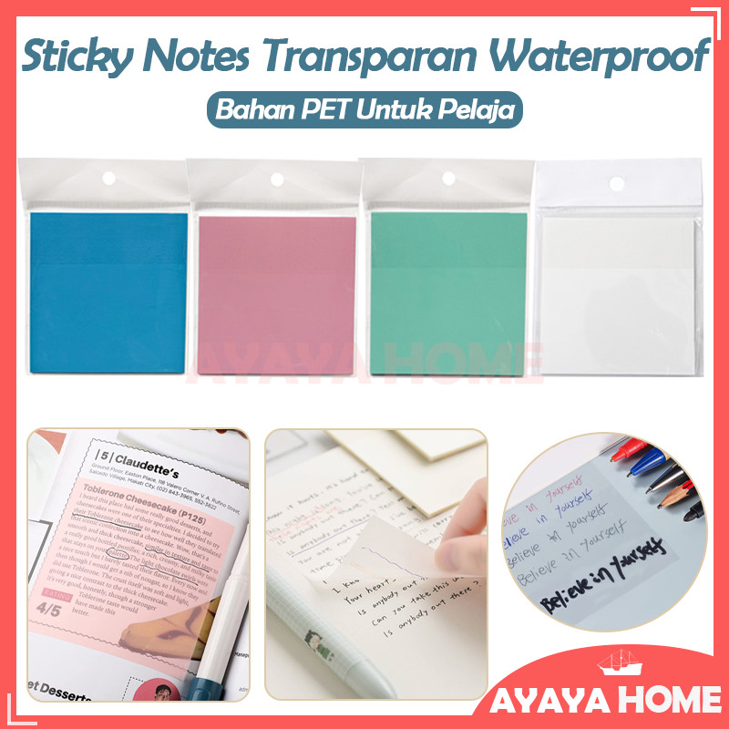 

Waterproof Transparent Sticky Notes / Sticky Notes Pad Plastik Transparan
