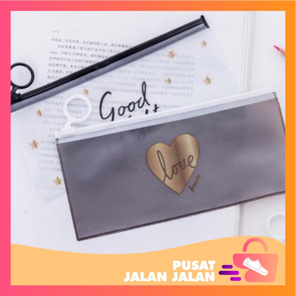 

PJJ - S652 Tempat Pensil Transparan Zip Tempat Kosmetik Zip / Pouch Sleting Transparan Serbaguna