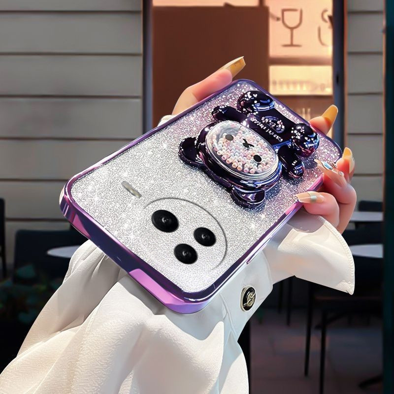 Phone Case Casing For Xiaomi Poco F7 Ultra F7 M7 Pro Phone Case With Teddy Bear Quicksand Bead Color