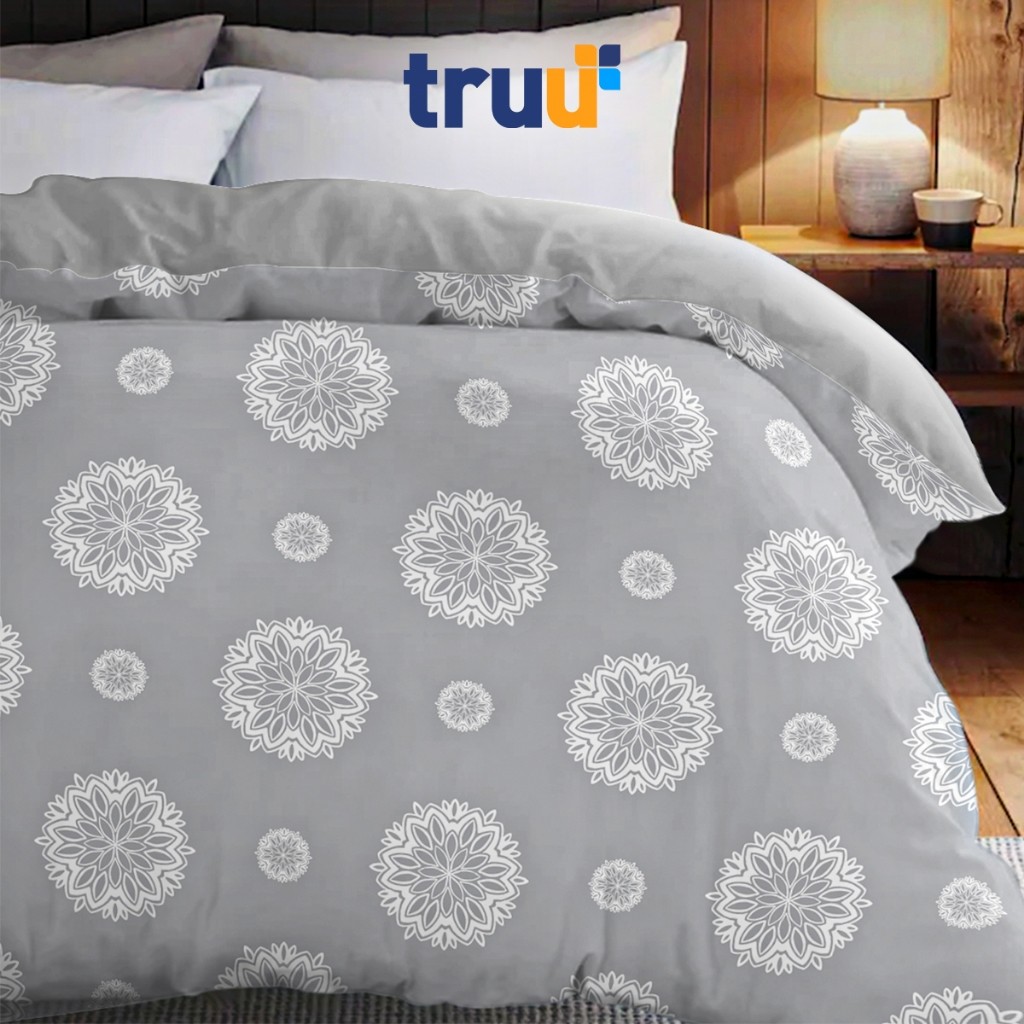 TRUU Essence Bed Cover Eksklusif Dandelion Flower Soft Grey TR.BC027 Microfiber 210x240 cm Ultra-Sof