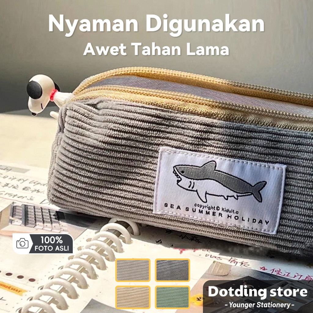 

【Dotding】 Kotak Pensil Corduroy Kawaii Lucu Hiu Kecil Bordir Pena Tas Kantong Organizer sebagai Hadiah untuk Siswa Sekolah Kantor Alat Tulis Q078