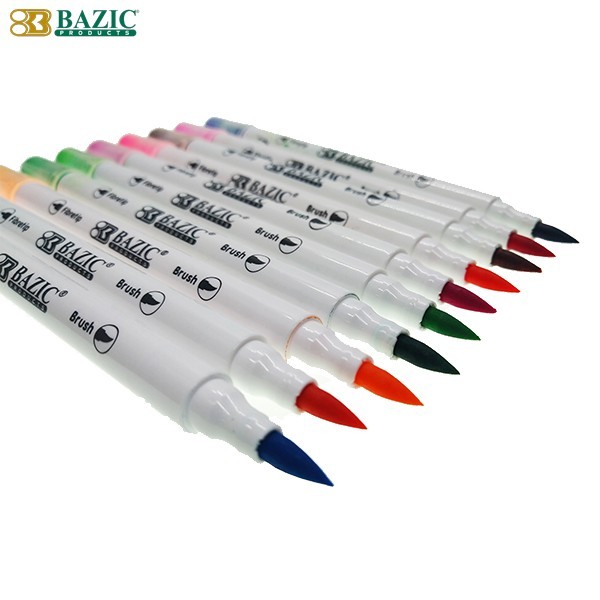 

best -Bazic 48 Colors Dual Tip Brush Markers - Spidol Warna