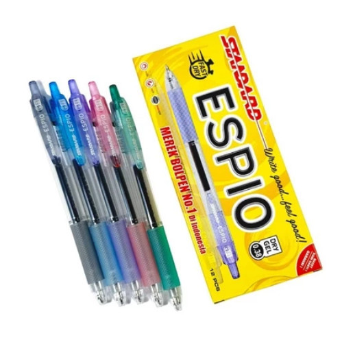 

Pulpen Gel Standard Espio 0.38 mm (1 PACK / 12 PCS) - Bolpen Gel Pen Pena Gel Hitam 0.38 mm