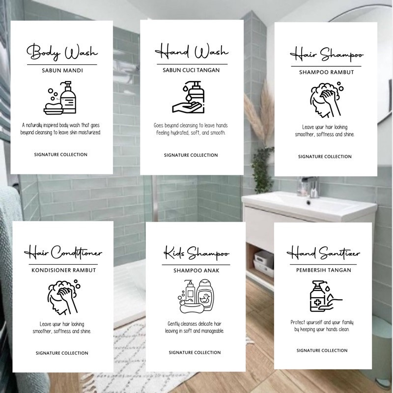 

6x9cm Sticker Vinly Waterproof Sabun Mandi Cuci Tangan Hand Body Wash Kids Shampoo Stiker Gambar Estetik Ferovics