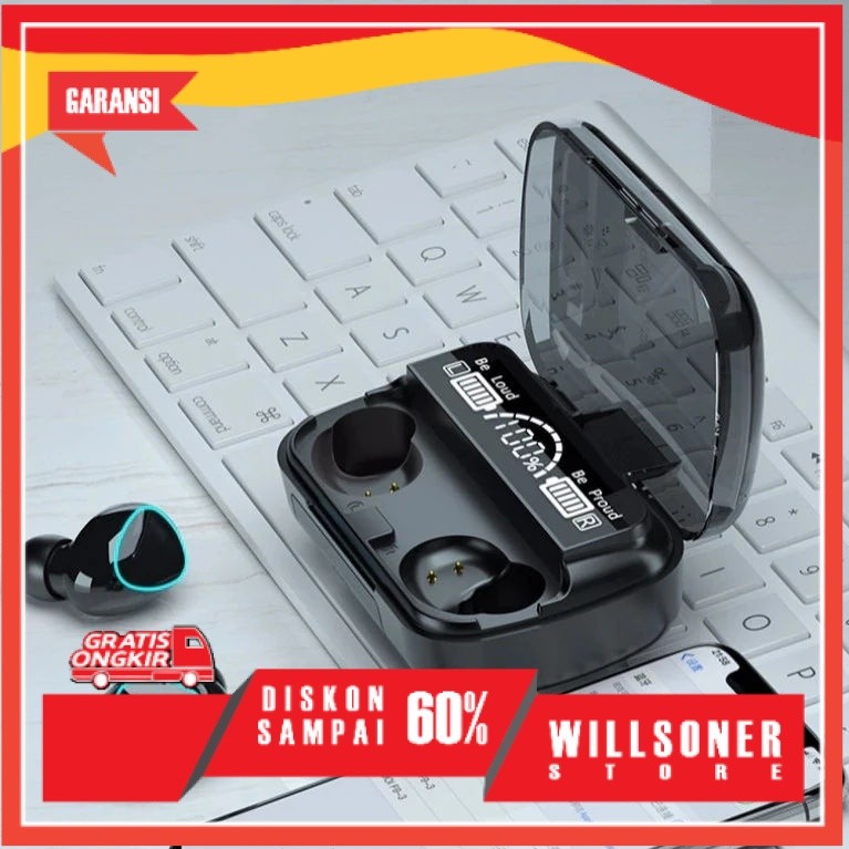 Headset Bluetooth M10 Tws Digital Indicator V5.1 BT Wireless