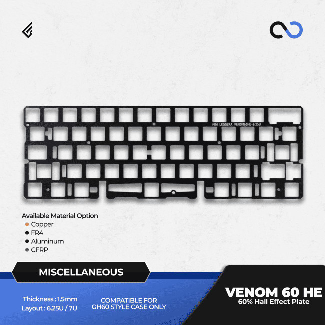 Geonworks VENOM 60 HE Plate GH60 Hall Effect 60% Gaming Keyboard Rapid Trigger SOCD