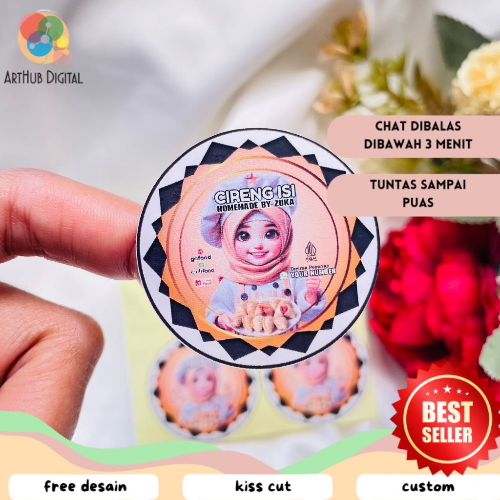 

AHD 9-15 Cetak Sticker Chromo Cireng Label Kemasan Cemilan Makanan Cilok Cibay Free Custom