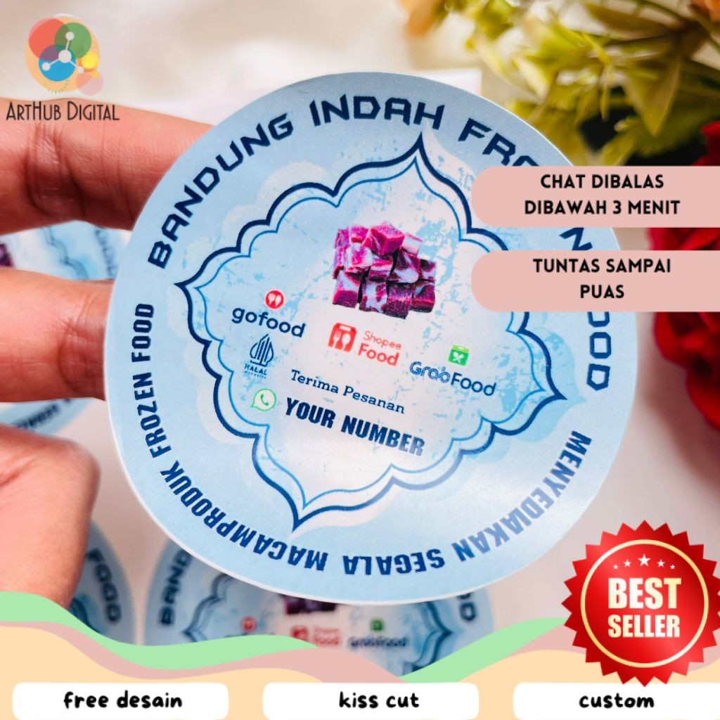 

AHD 2-4 Sticker Vinyl Frozen Food Label Anti Air Makanan Beku Free Desain Custom Nama Murah