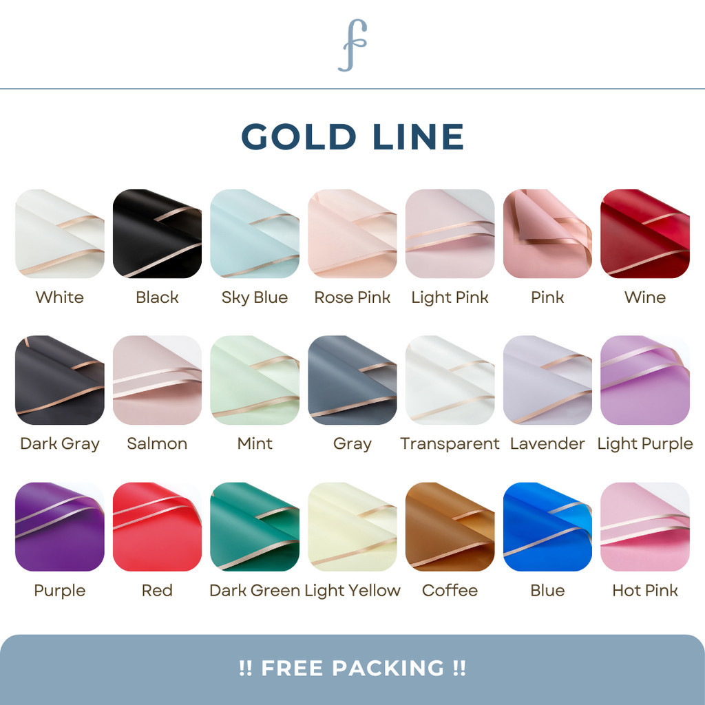

[20 lmbr] Kertas Buket Bunga List Gold / Frame Gold Line / Flower Wrapping Paper