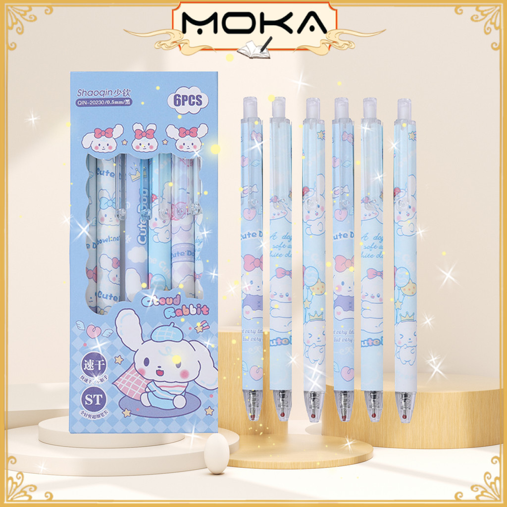 

MOKA PULPEN GEL MEKANIK ISI 6 PCS MOTIF KARTUN PUPPY KAWAII MKP140