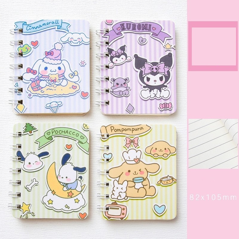 

BUKU NOTES SPIRAL MINI 82X105 mm KARAKTER SANRIO NOTE BOOK KUROMI MELODY CINAMOROLL POMPURIN FANCY