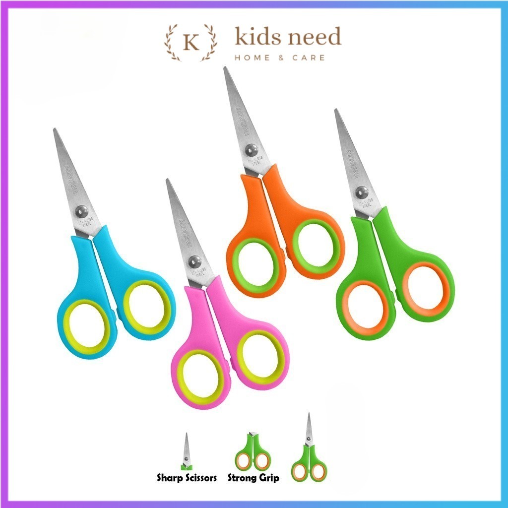 

(12pcs) Gunting kertas renceng warna warni scissors kain harga murah kuat stainless tajam