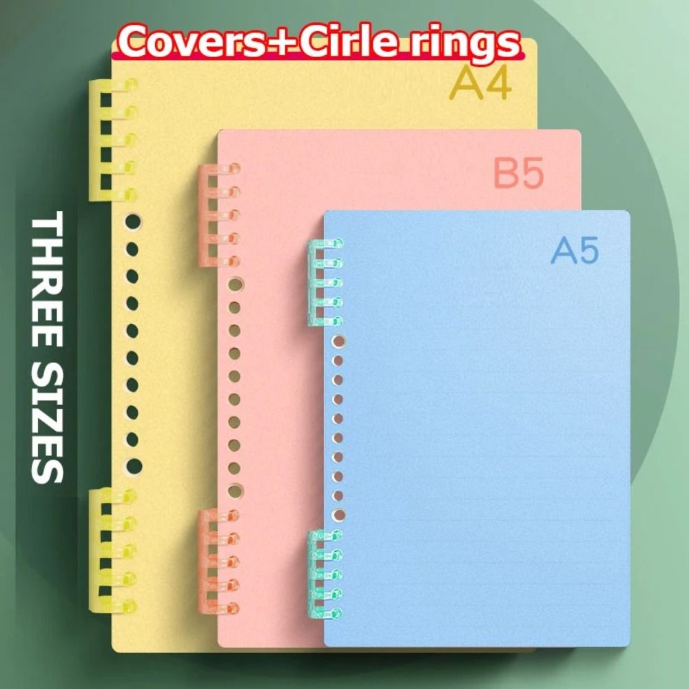 

4Pcs PP Loose-leaf Book Cover A4 A5 B5 Transparent DIY Loose Leaf Notebook Binder Spiral Ring Cute Stationery