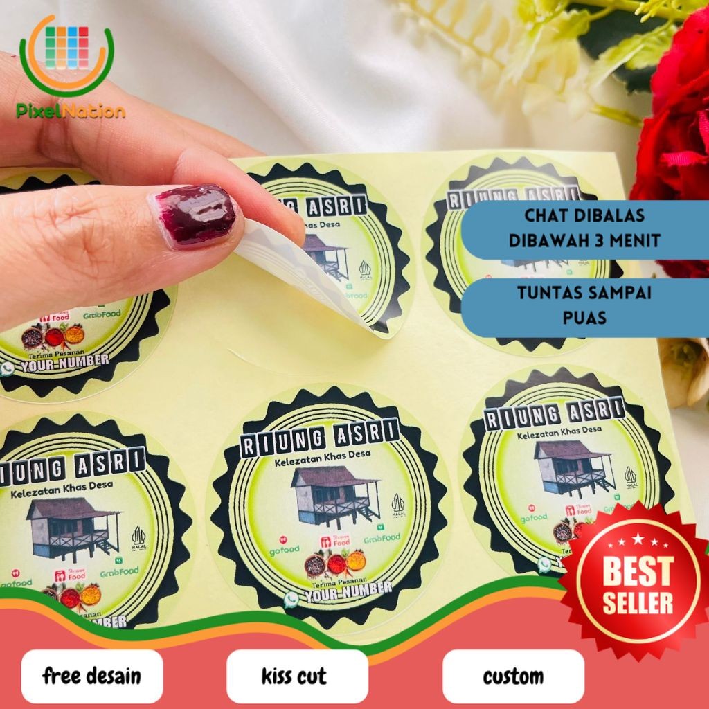 

PiNat 5-8 Ready Cetak Sticker Murah Label Ruman Makan Free Desain Warung Nasi Restoran Custom