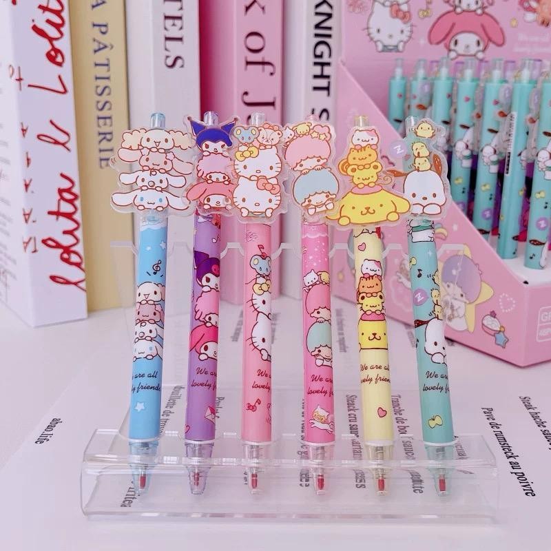 

1set isi 6 pcs Pulpen gel mekanik / pulpen cetek karakter Kartun Lucu