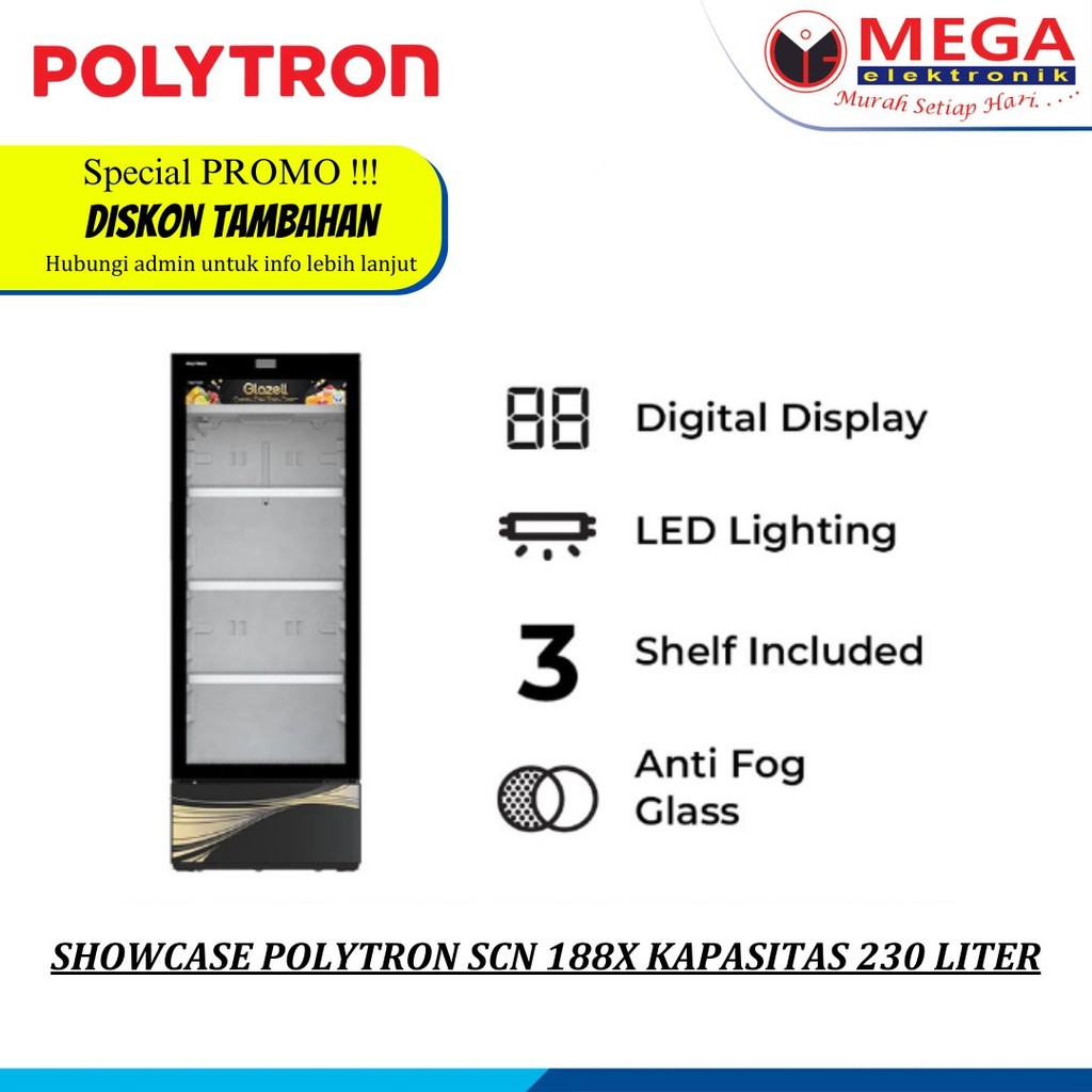 SHOWCASE POLYTRON SCN 188X KAPASITAS 230 LITER