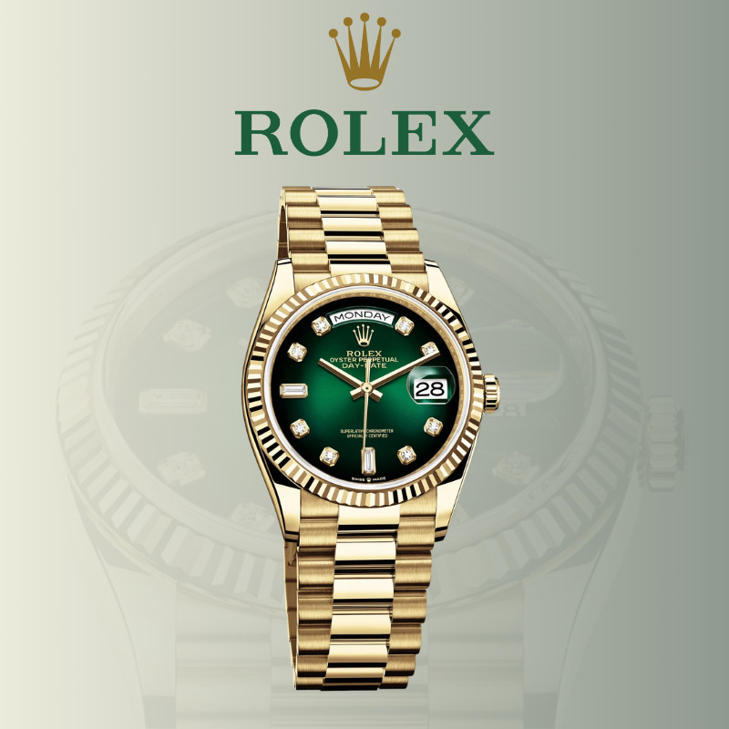 【100% ASLI】Original Jam Tangan Rolex Day Date M128238-0069 Automatic 18K Gold Bahan Teflon 36mm Stai