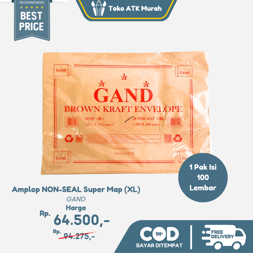 

Amplop / Map Coklat Ukuran Super Map ( XL ) Non-Seal Gand