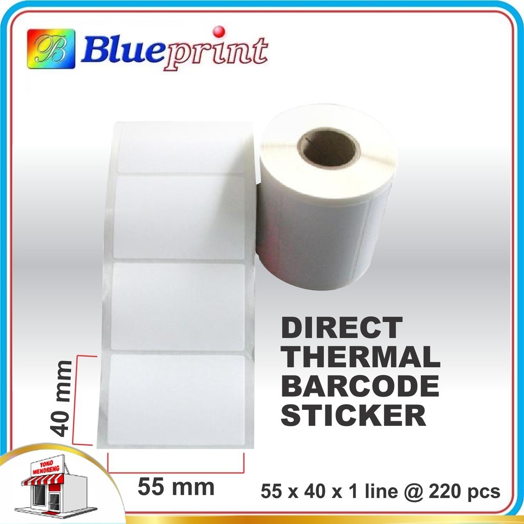 

Direct Thermal Sticker 55 x 40 mm Isi 220pcs Label Stiker Barcode Blueprint 55x40