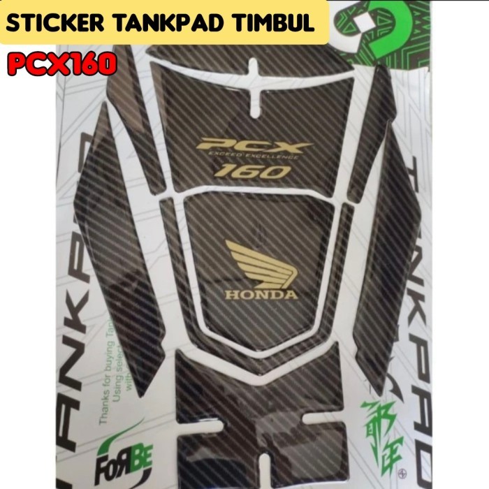 Stiker Tankpad Timbul New PCX 160 2021 Carbon merah biru gold Silver - gold