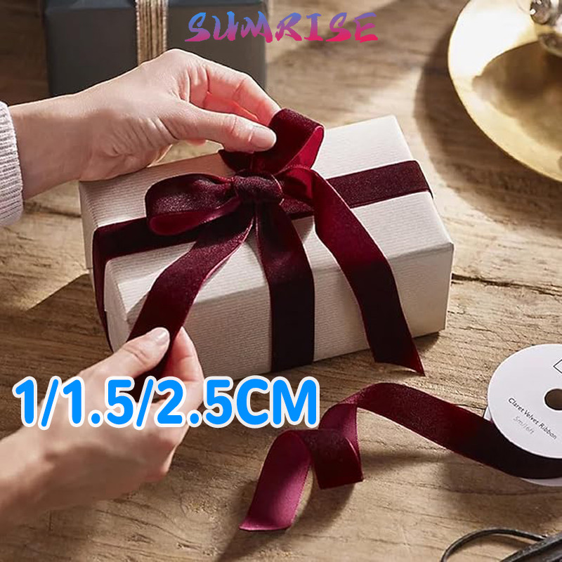 

1 Roll Pita Lebar Merah Wine Pita Hadiah Premium Dekorasi Natal Pembungkus Buket Bunga Pita Bow