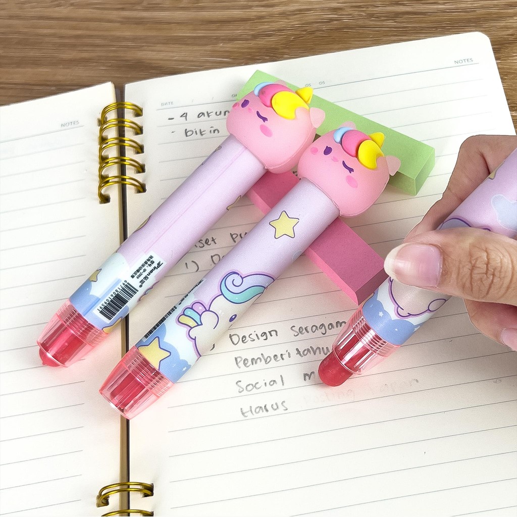 

NAS Penghapus Pensil Mekanik Unicorn / Penghapus Cetek Bentuk Lipstick Karakter / Hapusan Eraser Lipstik / Mechanical Eraser Pen
