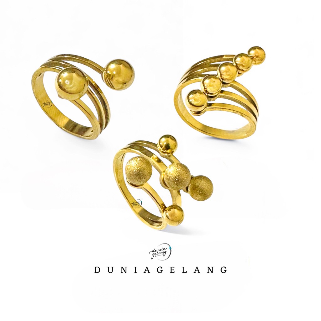 Cincin Viral Wanita Boba Bulat Bola Bubble Premium Quality 316L Cincin Wanita Anti Karat Anti Luntur