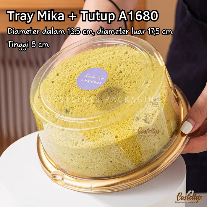 

Tray Mika Bulat A1680 Kue Bolu Chiffon Sponge Cake Emas Gold Premium