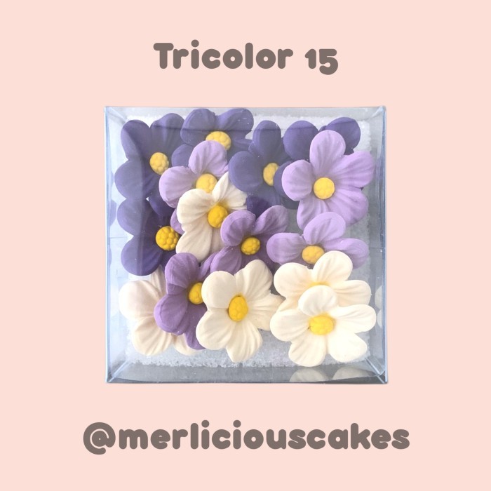 

Tricolor 15 Ungu Bunga Gumpaste Flower Cake Kue Topper