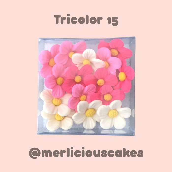 

Tricolor 15 Pink Bunga Gumpaste Flower Cake Kue Topper