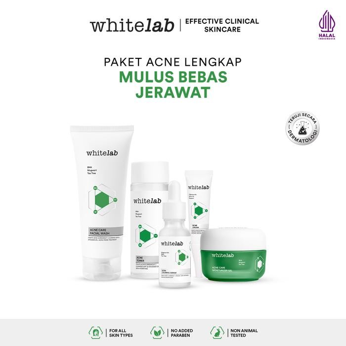 [FLASHSALE] Whitelab 5pcs Paket Acne Lengkap - Facial Wash, Toner, Serum, Moisturizer, Acne Cream Pa