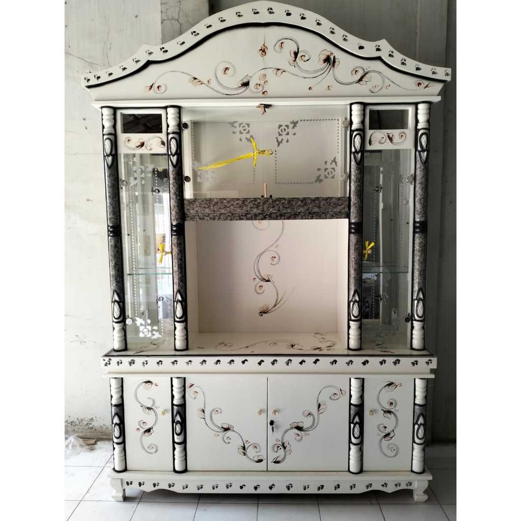 Buffet Kristal Minimalis 4 Pintu / Lemari Hias / Bufet Pajangan/Bufet Tv kristal