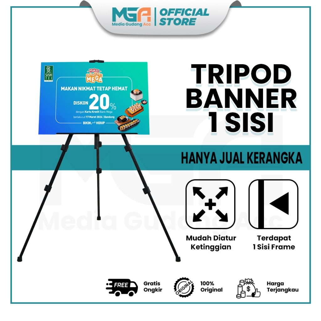 Tripod Banner 1 Sisi / Stand Frame / Banner Stand / Stand Foto Wedding / Standing Frame Lukis / Stan