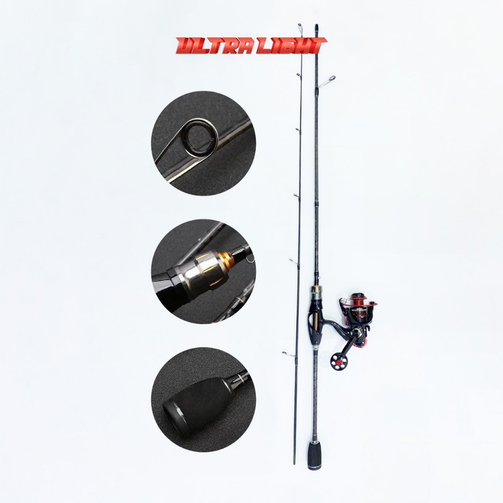 JAMIN MURAH Pusat Alat Pancing - 1 Set Joran Pancing Lure Golden Spinning Action Light Joran Super R