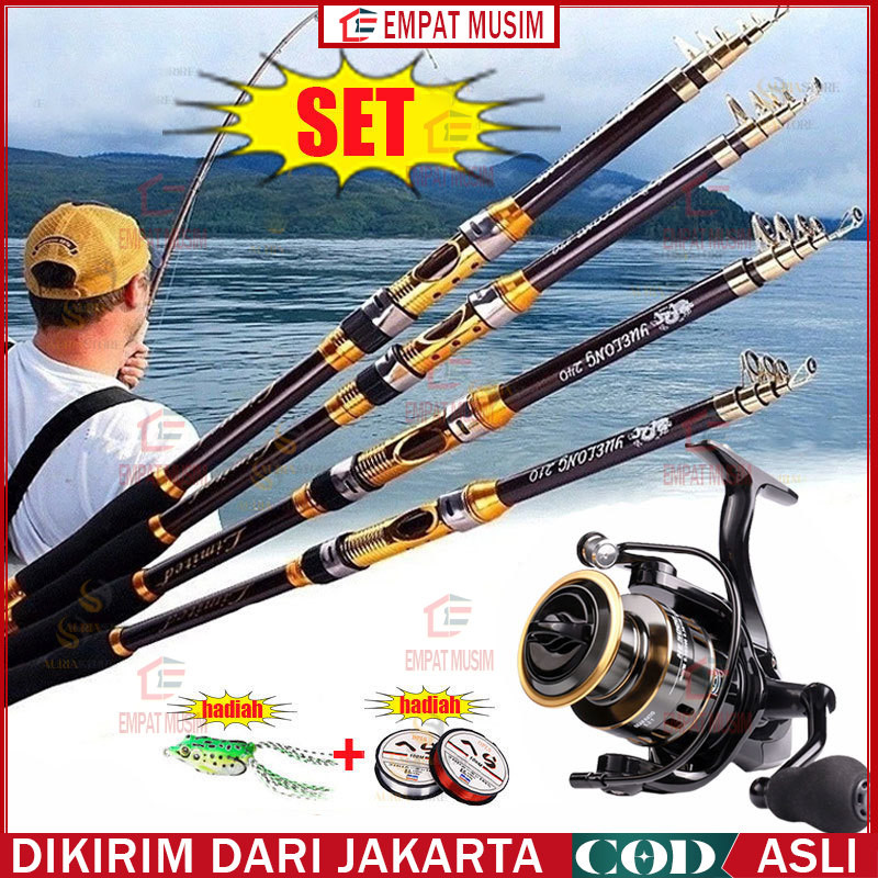 Joran Pancing Murah Kuat Teleskopik set/ Tongkat Pancing Murah Portable Joran Pancing Portable Carbo